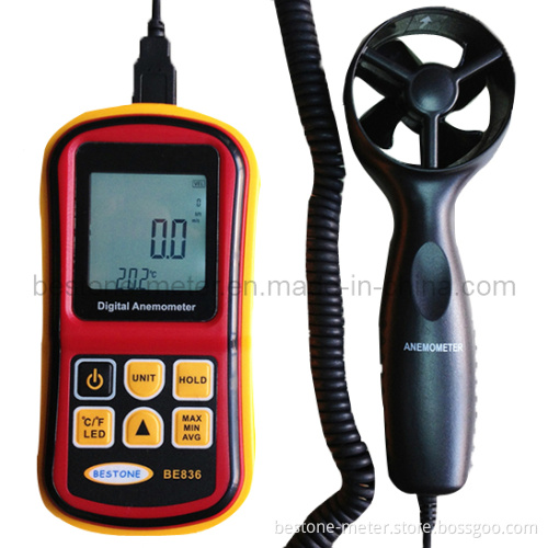 Digital Anemometer, Air Velocity, Wind Speed Meter, Thermometer, Anemograph (BE836)